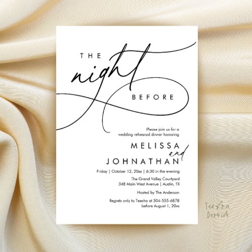 Romantic Wedding Rehearsal Dinner The Night Before Invitation