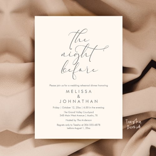 Romantic Wedding Rehearsal Dinner The Night Before Invitation