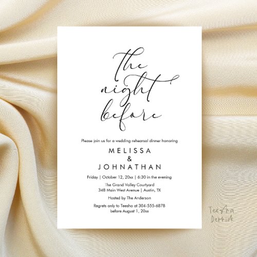 Romantic Wedding Rehearsal Dinner The Night Before Invitation
