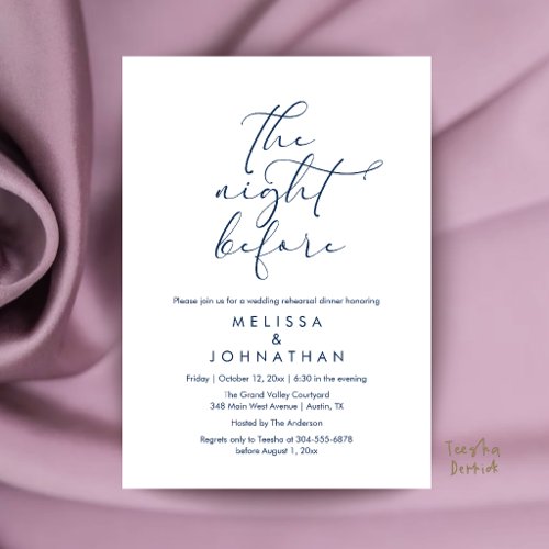 Romantic Wedding Rehearsal Dinner The Night Before Invitation