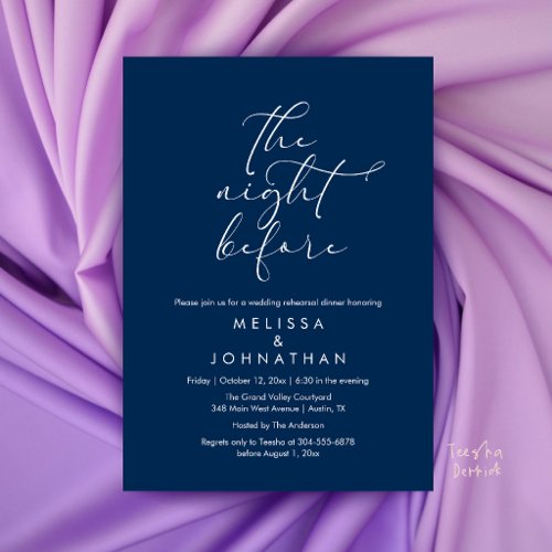 Romantic Wedding Rehearsal Dinner The Night Before Invitation