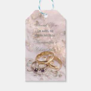 Romantic wedding rings favor thank you tag