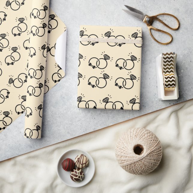 Romantic Wedding Rings for Bridal Shower Gifts Wrapping Paper (Crafts)