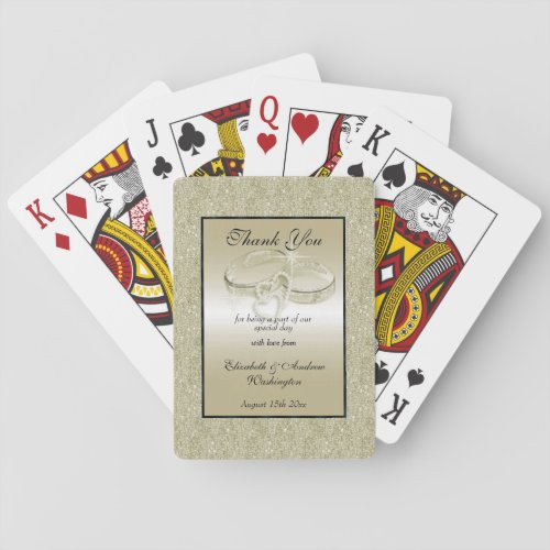 Romantic Wedding Rings Gold Glitter Wedding  Playing Cards