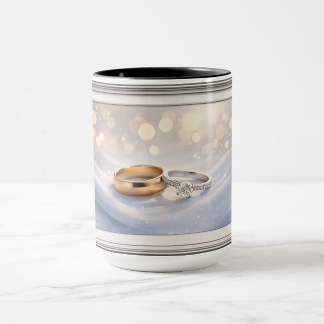 Romantic Wedding Rings Love Theme Ceramic Mug Gift (Center)