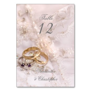 Romantic Wedding Rings Table Number by personalized_wedding at Zazzle