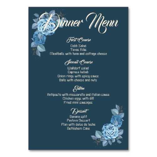 Romantic Wedding Roses Menu Table Number