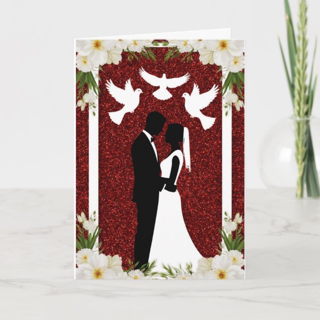 Romantic Wedding Silhouette of Bride and Groom Card (Front)