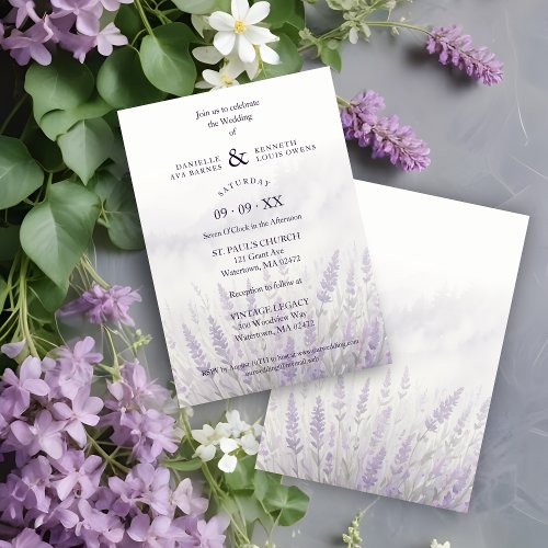 Romantic Wedding Spring Lavender Field Landscape Invitation