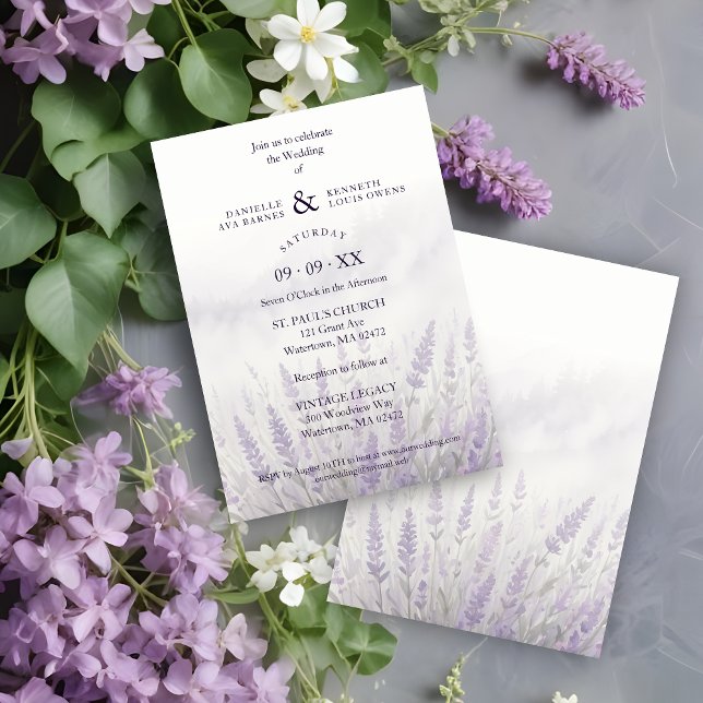 Romantic Wedding Spring Lavender Field Landscape Invitation (Romantic Wedding Spring Lavender Field Landscape Invitation Card.)