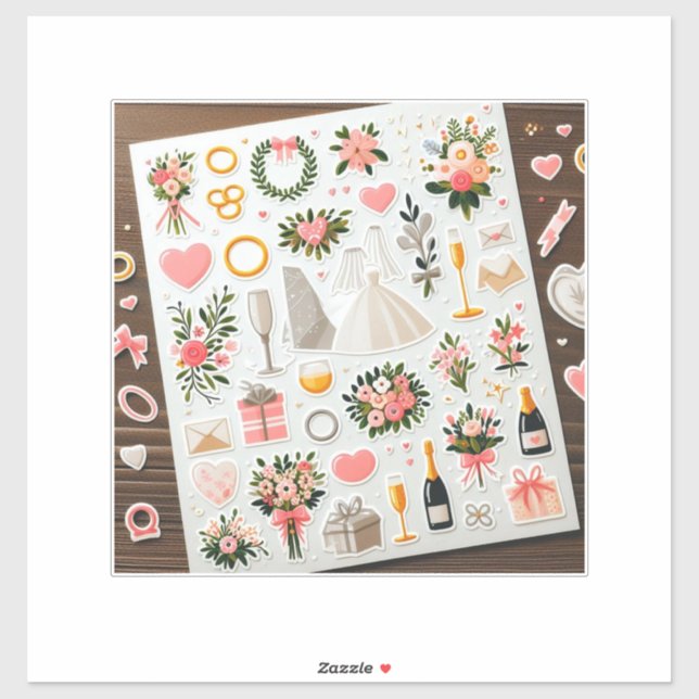 "Romantic Wedding Stickers" Sticker (Sheet)