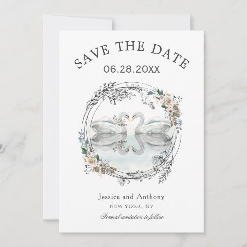 Romantic Wedding Swans Save the Date