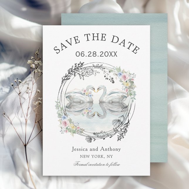 Romantic Wedding Swans Save the Date (Creator Uploaded)