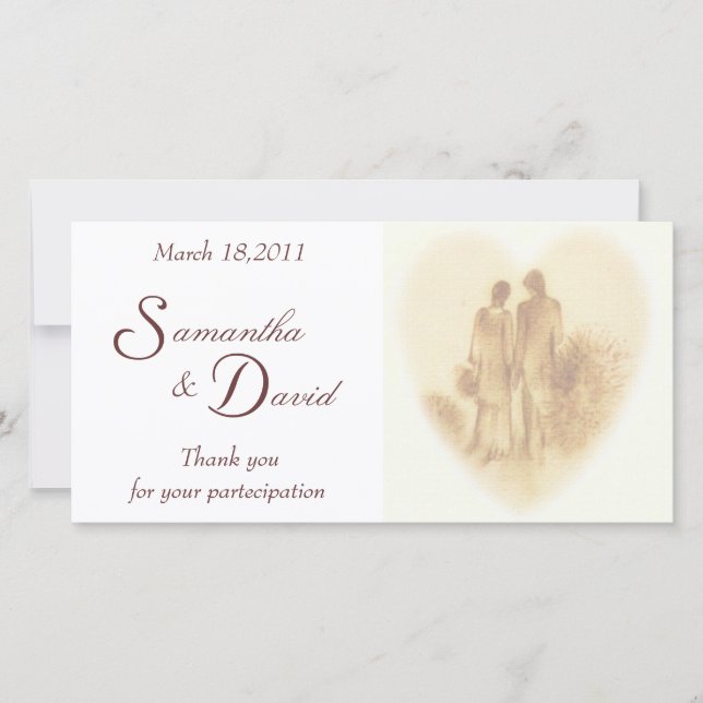 Romantic Wedding Thank You Card (Front)