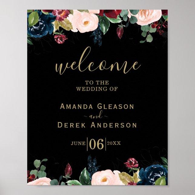 Romantic Wedding Theme Welcome Sign (Front)
