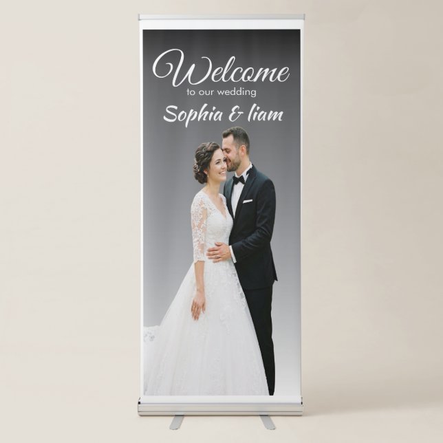 Romantic welcome photo Vertical Retractable Banner (Front)