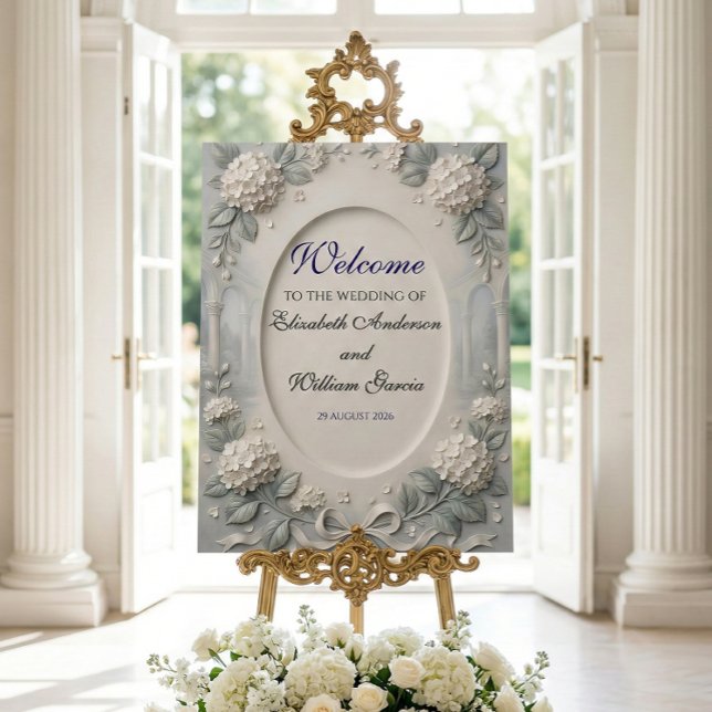 Romantic Welcome Wedding Sign White Hydrangea (Creator Uploaded)