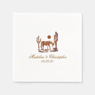 Romantic Western Dark Brown Wedding Napkins