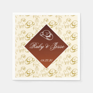 Romantic Western Desert Brown Wedding Napkins
