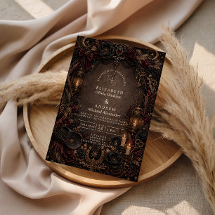 Romantic Western Goth Wedding Invitation