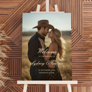 Romantic Western Ranch Photo Wedding Welcome Foam Board