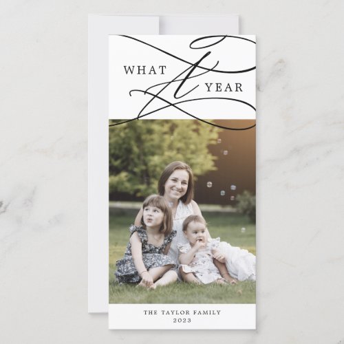Romantic What A Year Photo Family Newsletter Holiday Card