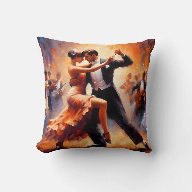 Romantic Whimsical Couples Dancing Throw Pillow (Front)
