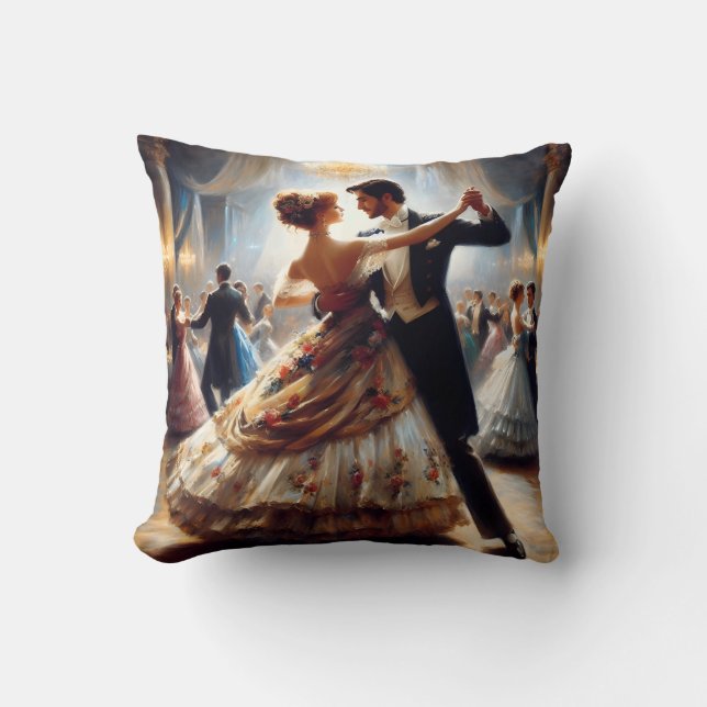 Romantic Whimsical Couples Dancing Throw Pillow (Front)