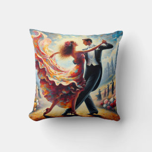 Romantic Whimsical Couples Dancing Throw Pillow