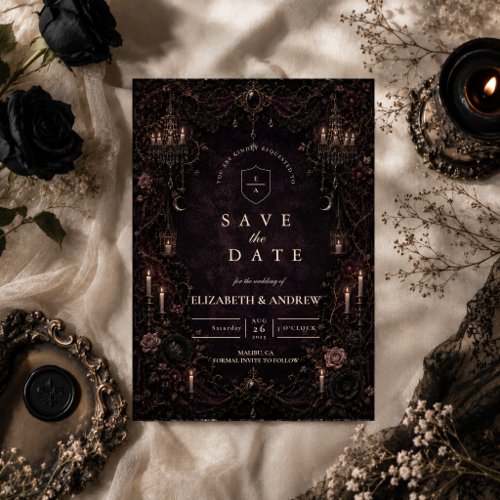 Romantic Whimsy Goth Wedding Save The Date