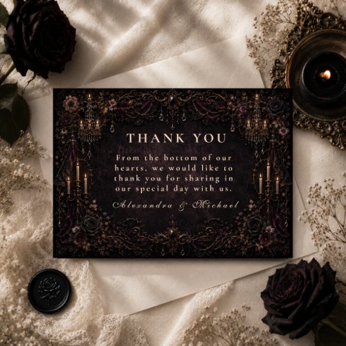 Romantic Whimsy Goth Wedding Thank You Card