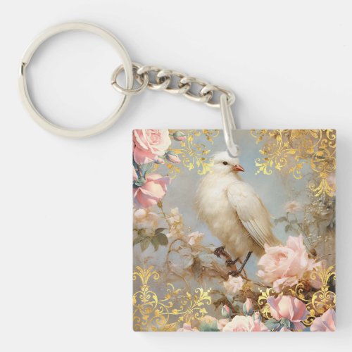 Romantic White Birds Keychain
