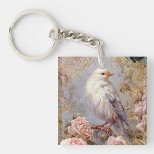 Romantic White Birds Keychain
