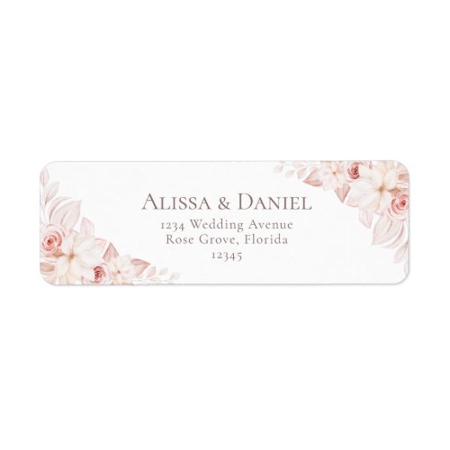 Romantic White Blush and Pink Floral Address Label