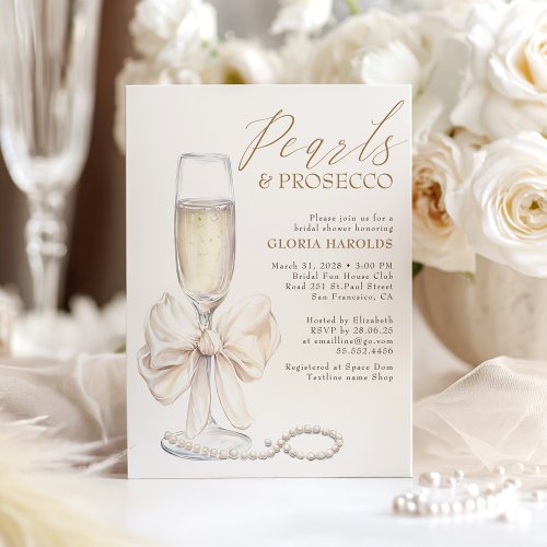 Romantic White Bow Pearls & Prosecco Bridal Shower