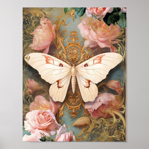 Romantic White Butterflies Poster
