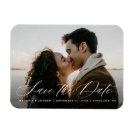 Romantic White Calligraphy Photo Save the Date Magnet Romantic White Calligraphy Photo Save the Date Magnet