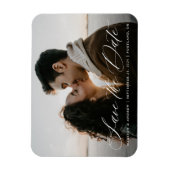 Romantic White Calligraphy Photo Save the Date Magnet (Vertical)