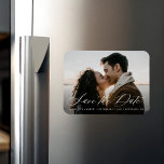 Romantic White Calligraphy Photo Save the Date Magnet<br><div class="desc">Announce your upcoming wedding in a unique way with our Romantic White Calligraphy save the date photo magnets. The save the date magnet displays your favorite engagement photo with "Save The Date" in a white, modern calligraphy script font overlay. Personalize the elegant save the date magnets by adding your names,...</div>