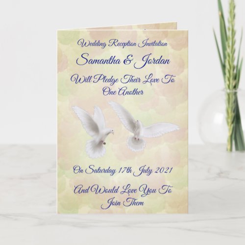 Romantic White Doves Reception Invitation
