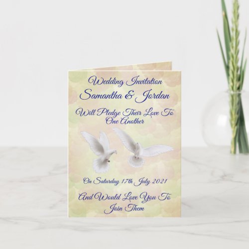 Romantic White Doves Wedding Invitation