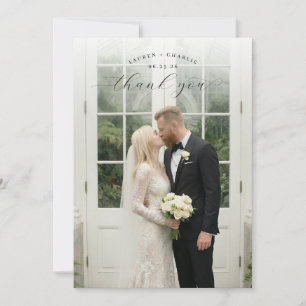 Romantic White Elegant Photo Thank You Card