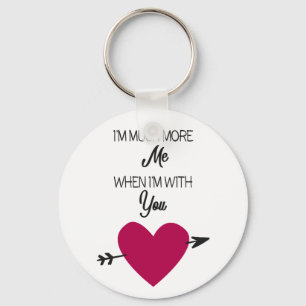 Romantic white elegant with pink heart keychain