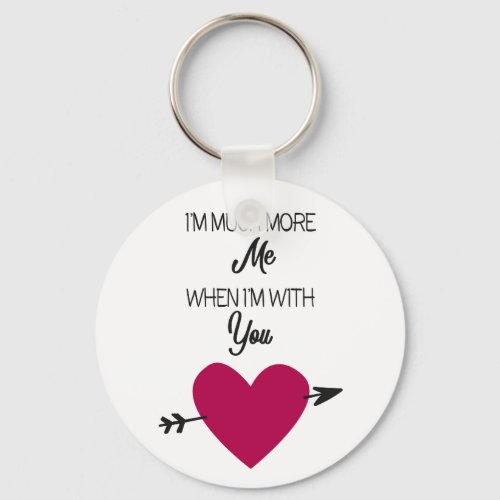 Romantic white elegant with pink heart keychain