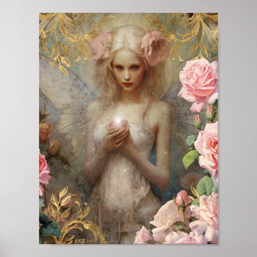 Romantic White Fairy Poster