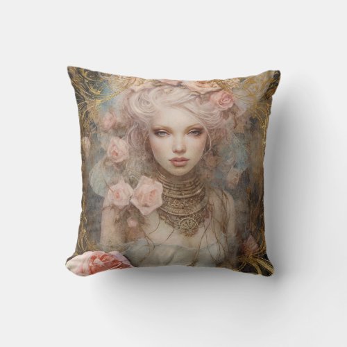Romantic White Fairy Throw Pillow