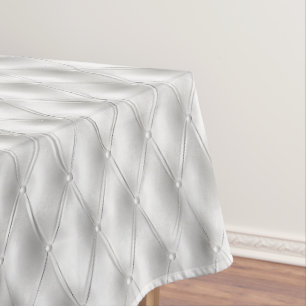 Romantic White Faux Leather Tablecloth