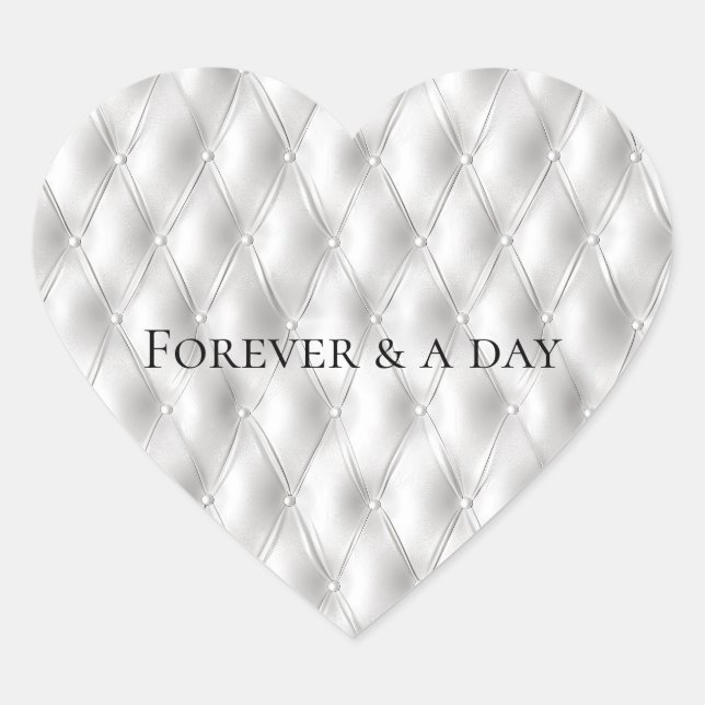 Romantic White Faux Leather Wedding Heart Sticker (Front)
