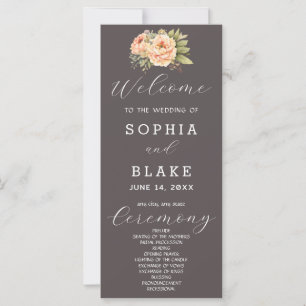 Romantic White Floral Ash Gray Wedding Program