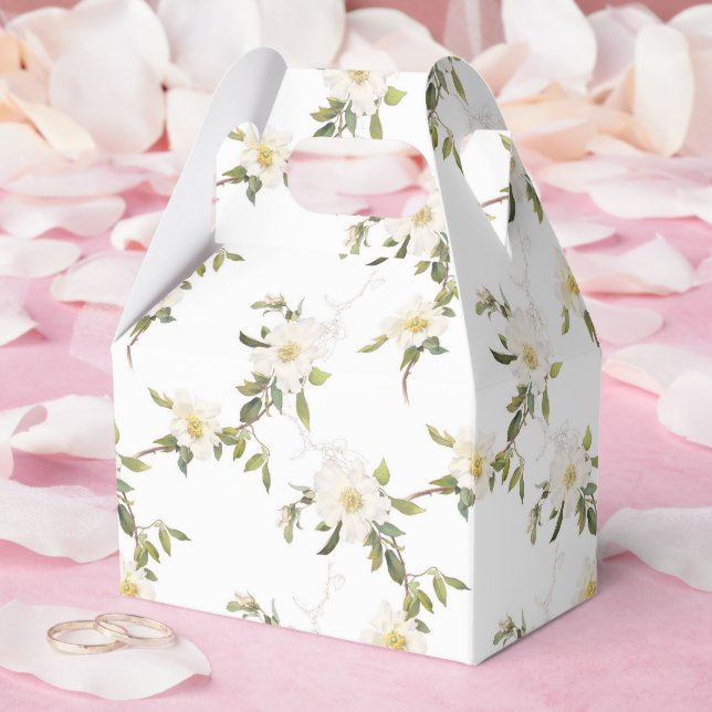 Romantic White Floral  Favor Boxes (Wedding)